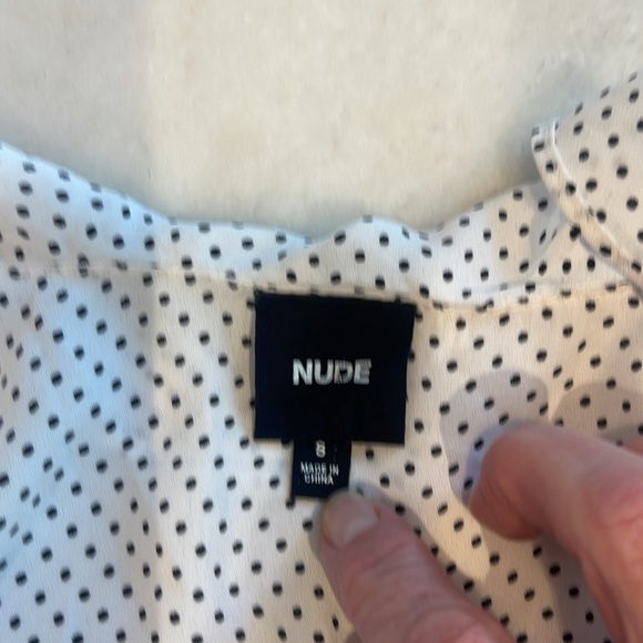 NUDE POLKADOT THONG BODYSUIT WITH RUFFLE TRIM L/S. S - Picture 3 of 9